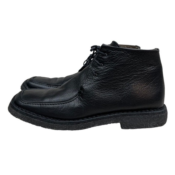 Bally Fabiana Chukka Boot Black Pebbled Leather Lace Up Square Moc Toe Men 40.5‎ - Picture 4 of 8